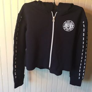 Justice black hoodie zip up jacket size 7